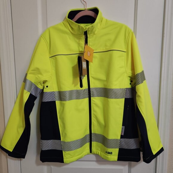NWT BAD Waterproof Hi-Vis Softshell Reflective Safety Jacket Yellow S - Picture 3 of 8